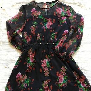 Zara Floral Sheer Short Dress